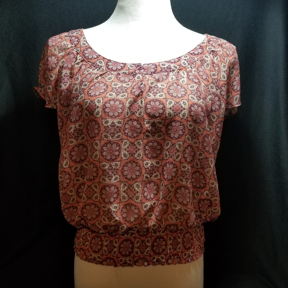 FLORAL Puffy Sleeve Blouse size m